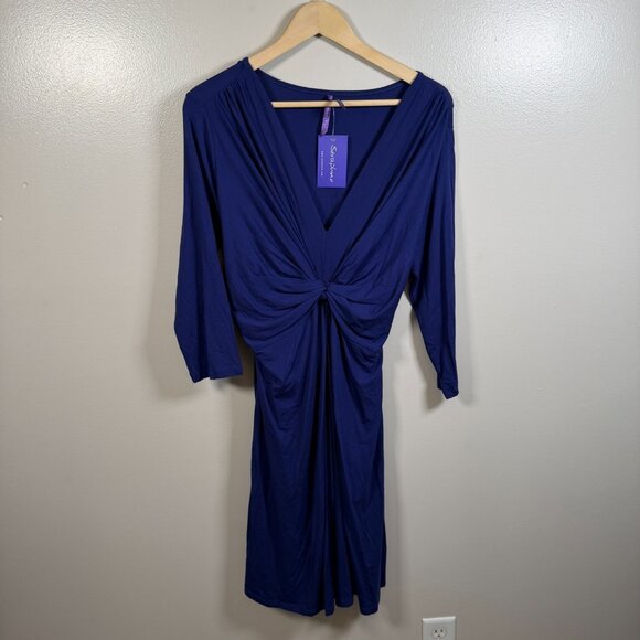 Seraphine Front Knot Maternity Dress Size 12 Royal Blue Work Office Career - Picture 3 of 13